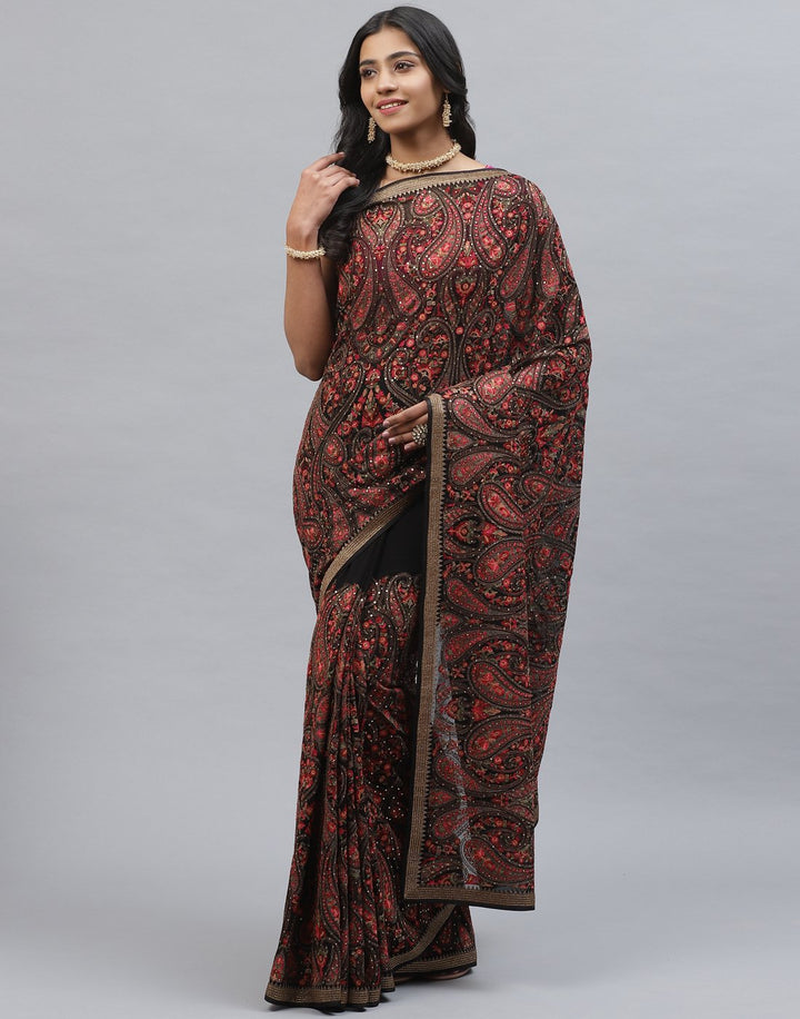 Georgette Saree With Kashmiri Work