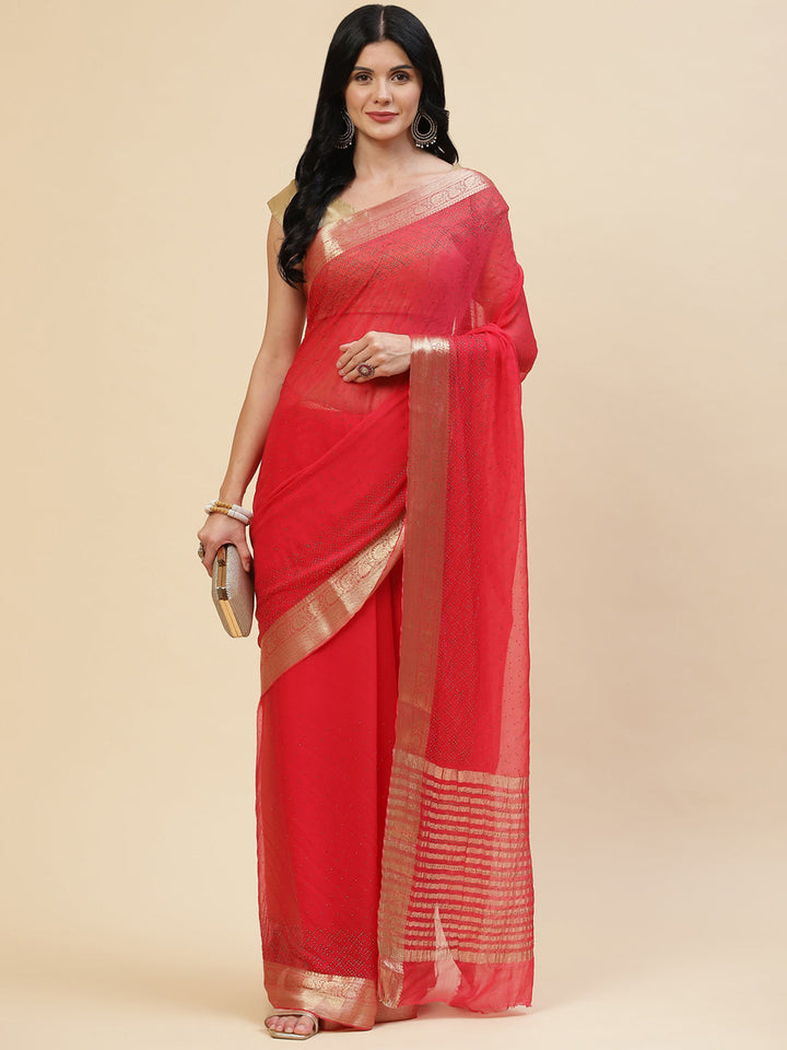 Stone Work Georgette Plain Saree