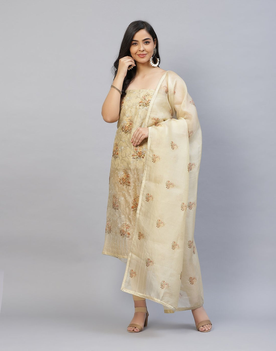 Printed Organza Kora Suit Piece