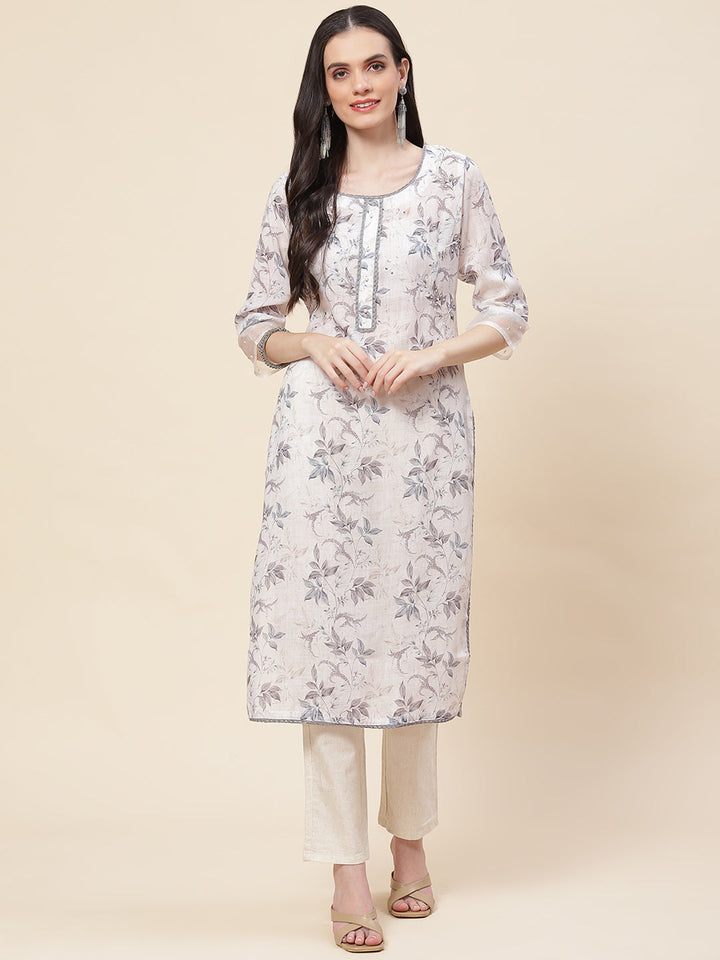 Printed Cotton Kurta With Pants