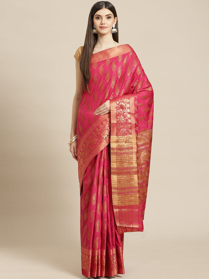 Zari Border Booti Art Handloom Woven Saree