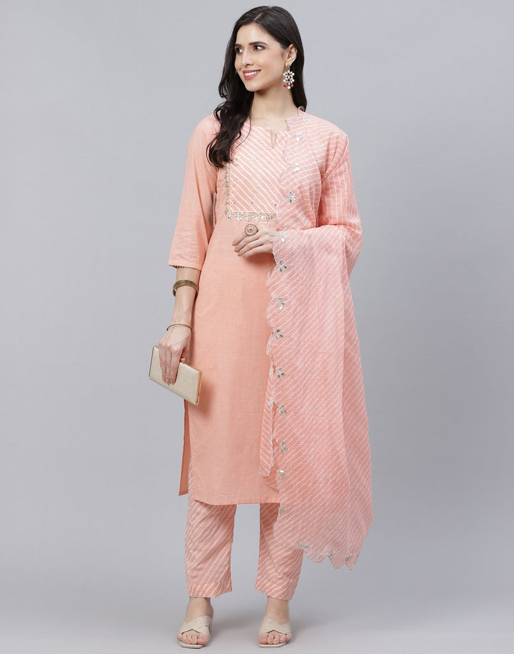 Straight Cotton Salwar Kameez Stitched Suit