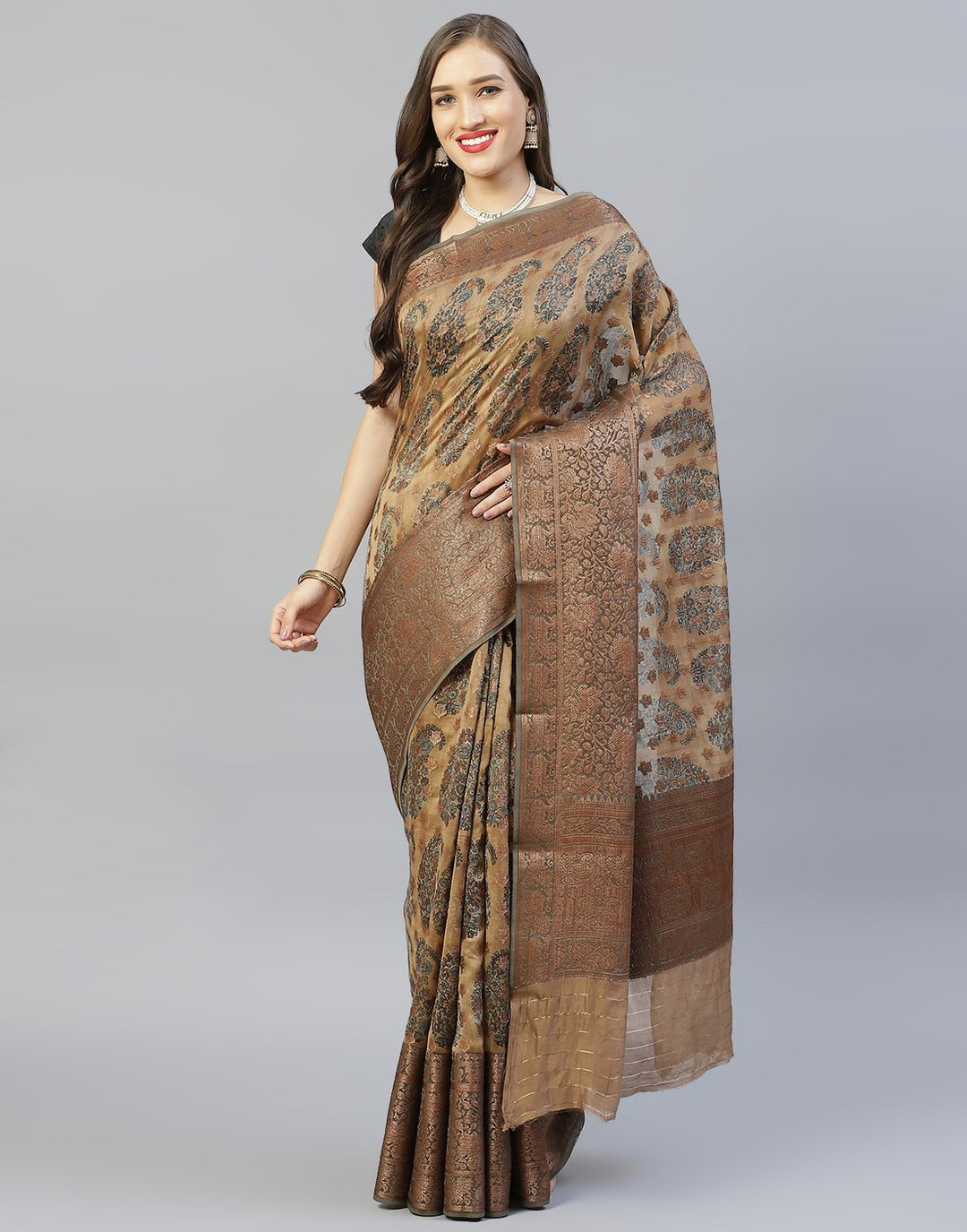 Cotton Printed Saree With Zari Border