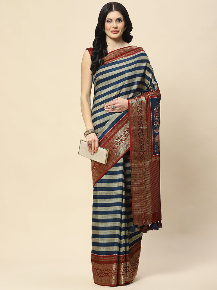 Zari Border Abstract Print Handloom Saree