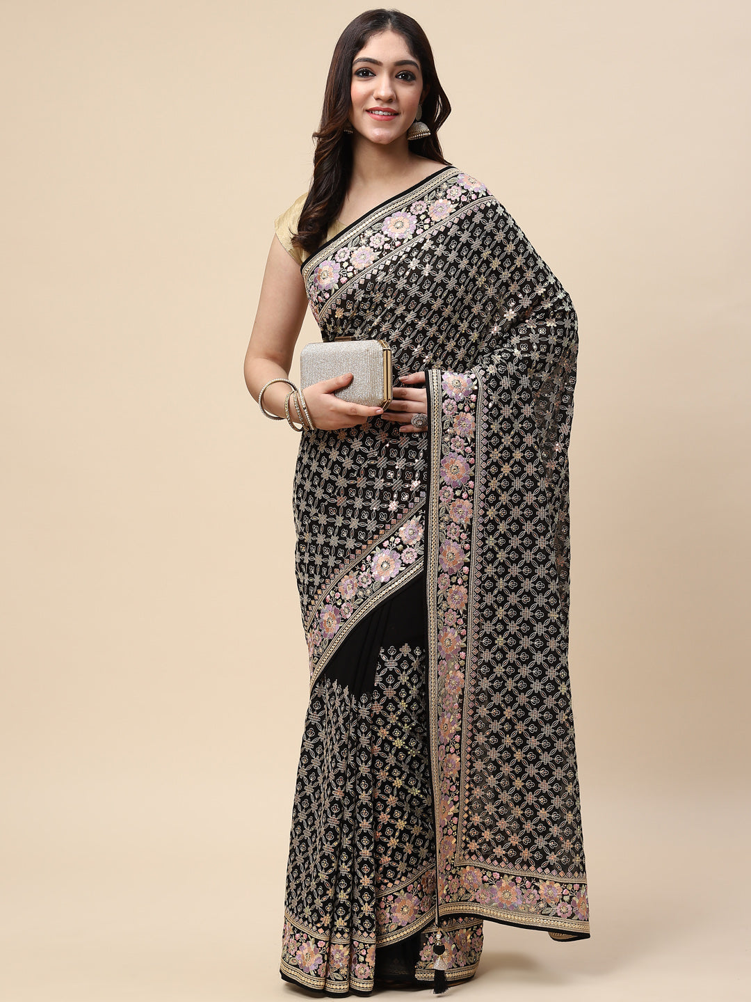 Sequin Embroidered Georgette Saree