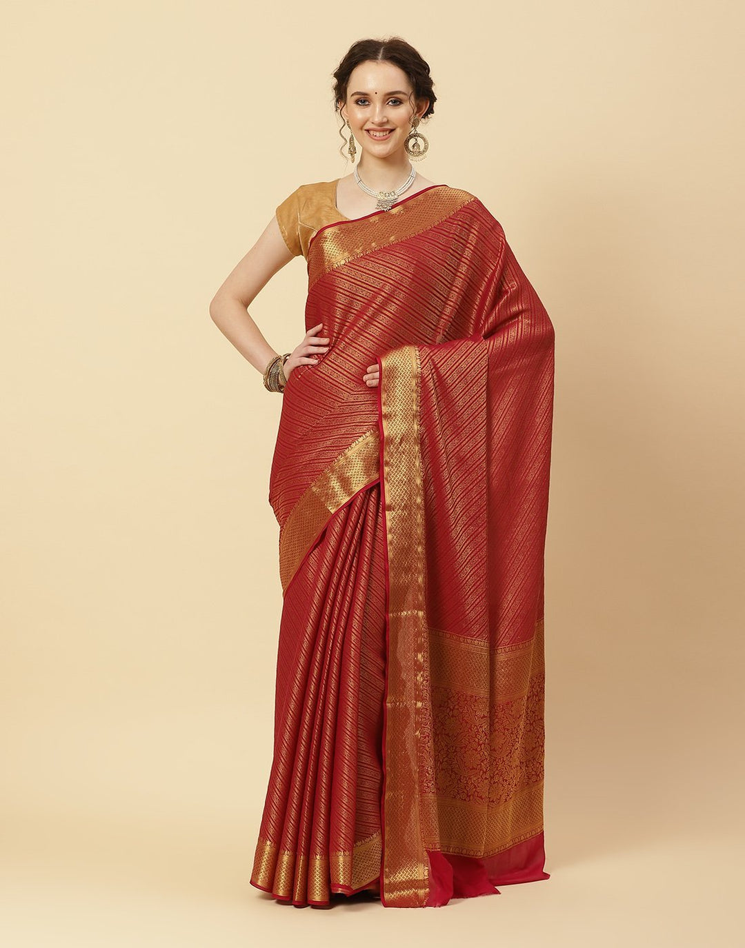 Light Brocade Art Georgette Saree