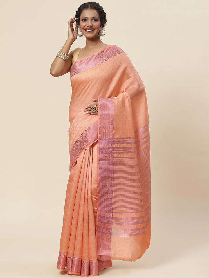 Plain Zari Border Handloom Woven Saree