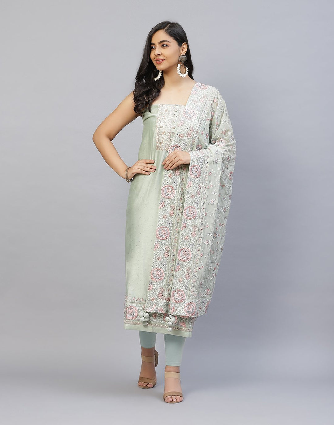 Embroidered Cotton Chanderi Suit Piece
