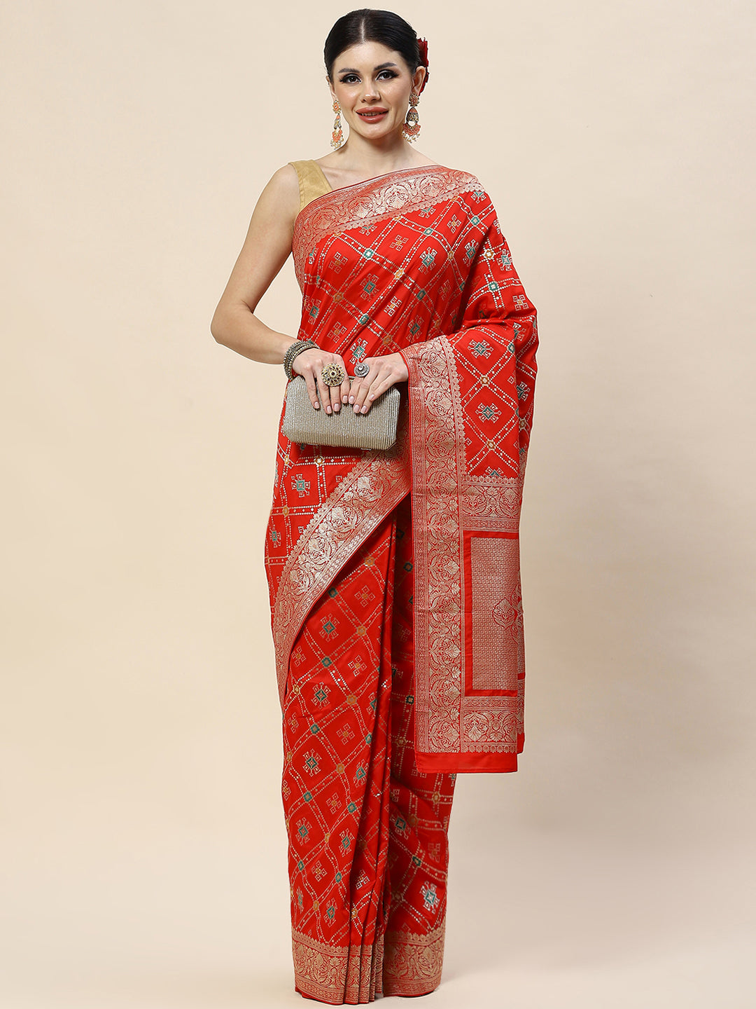 Zari Jaal Woven Art Silk Banarsi Saree