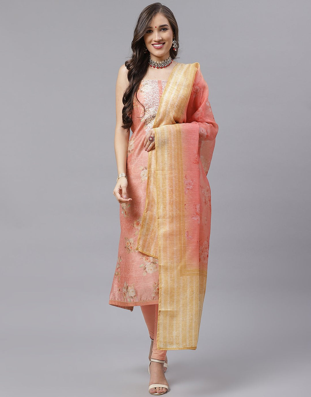 Chanderi Embroidered Suit Piece