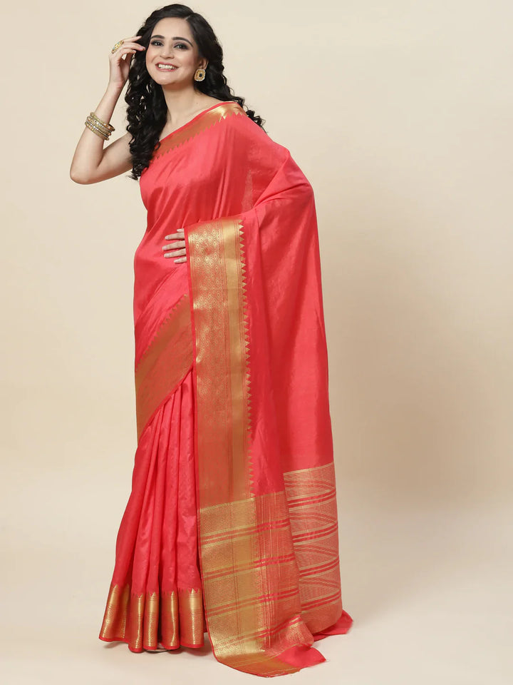 Plain Zari Border Handloom Woven Saree