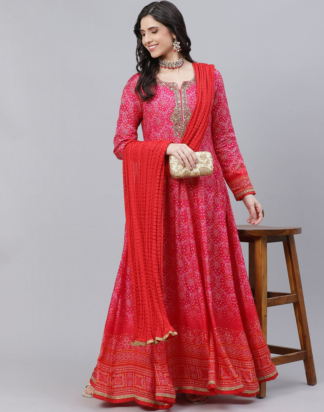 Beautiful Red Rani Anarkali Salwar Kameez Stitched Suit
