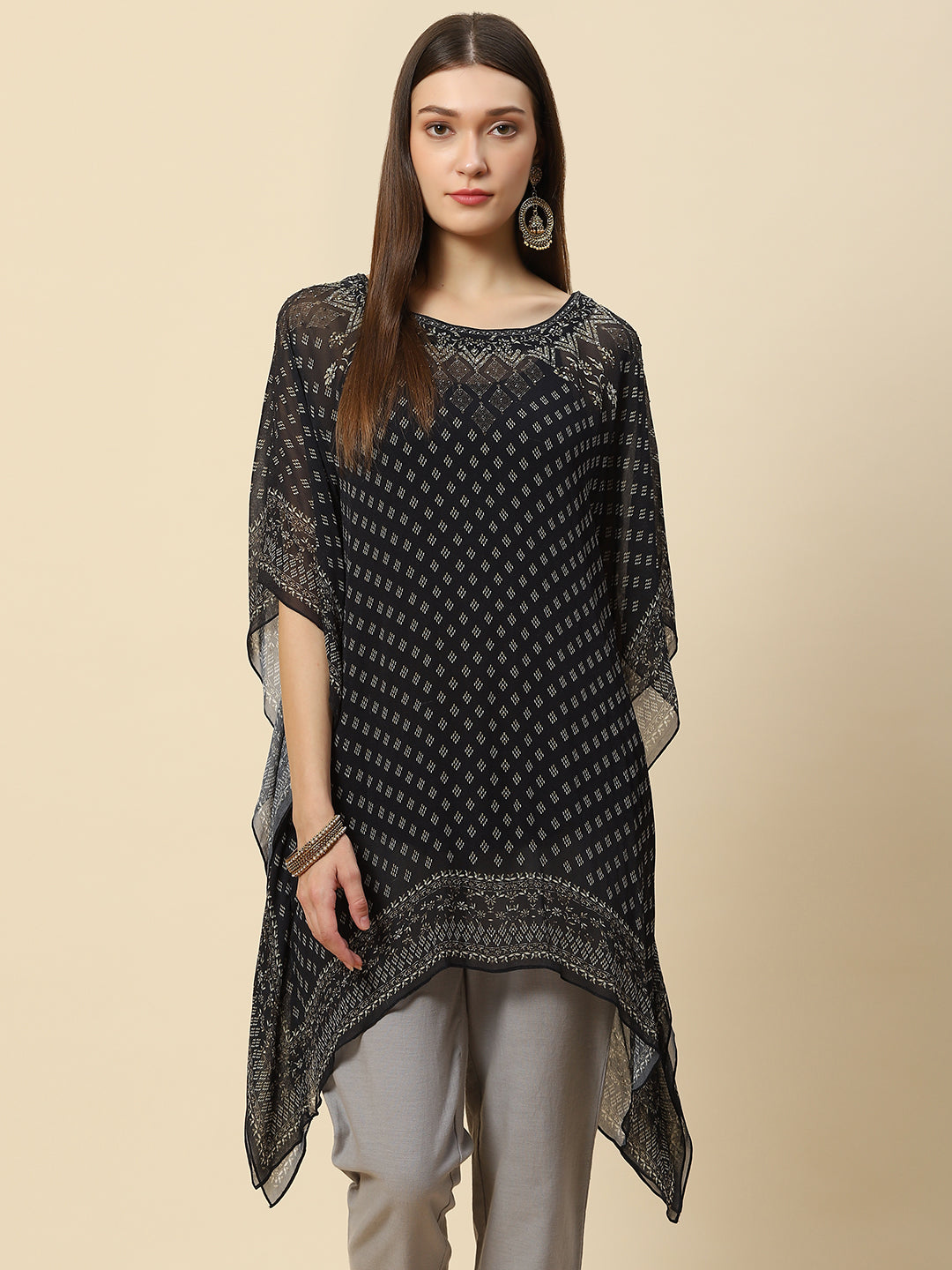 Digital Printed Georgette Kaftan Kurta