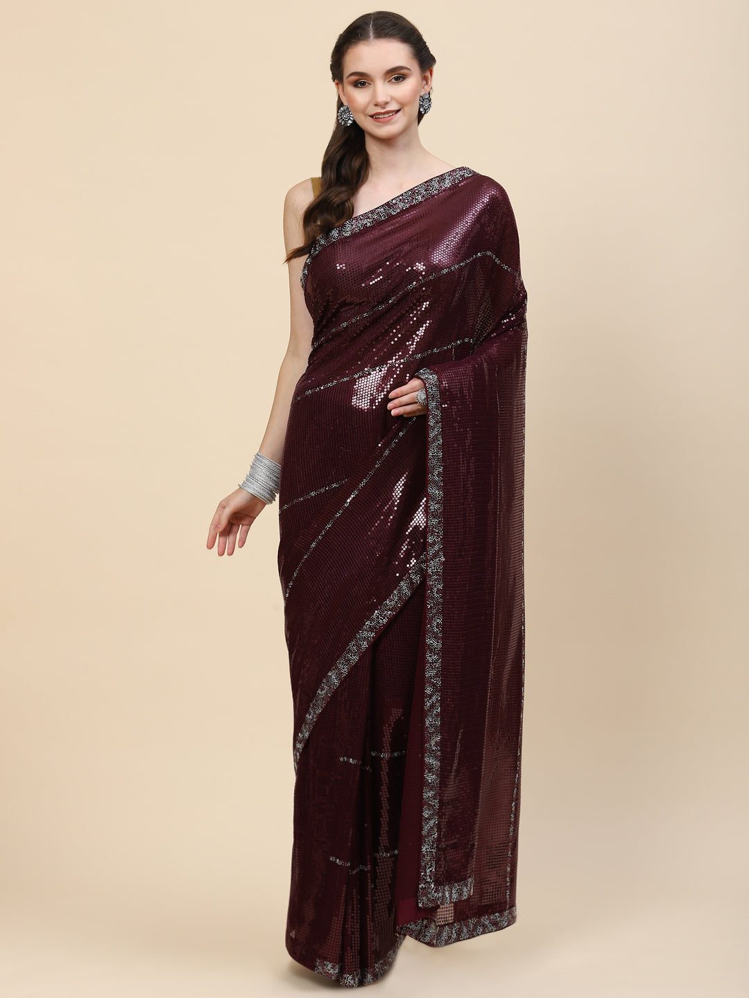 Sequin Embroidered Georgette Saree