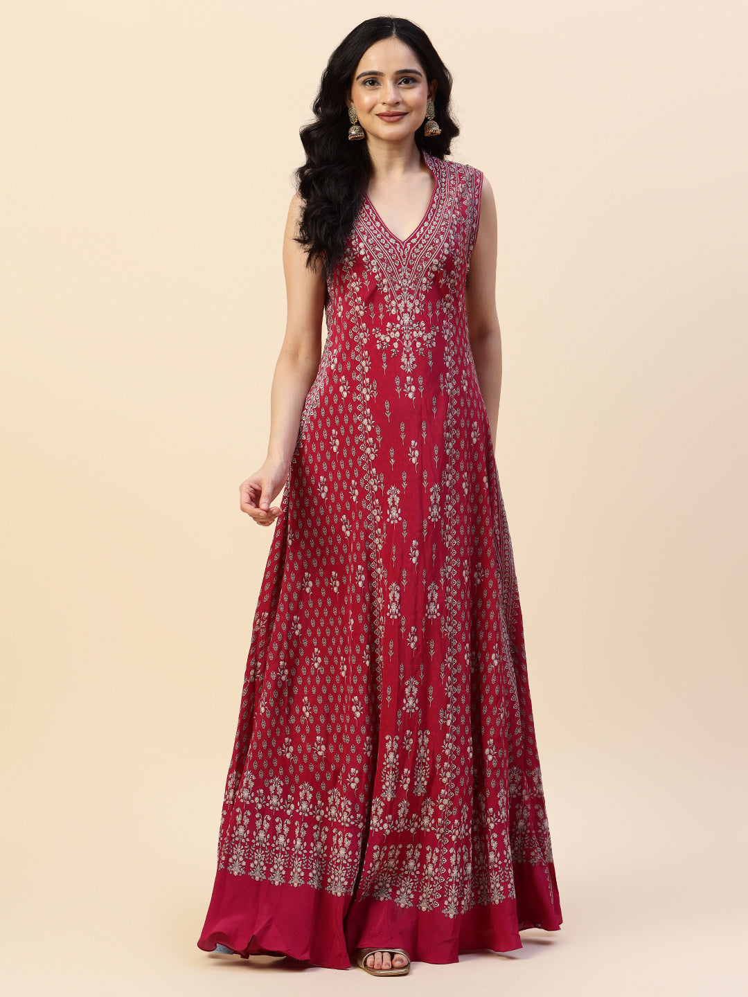 Digital Printed Crepe Gown