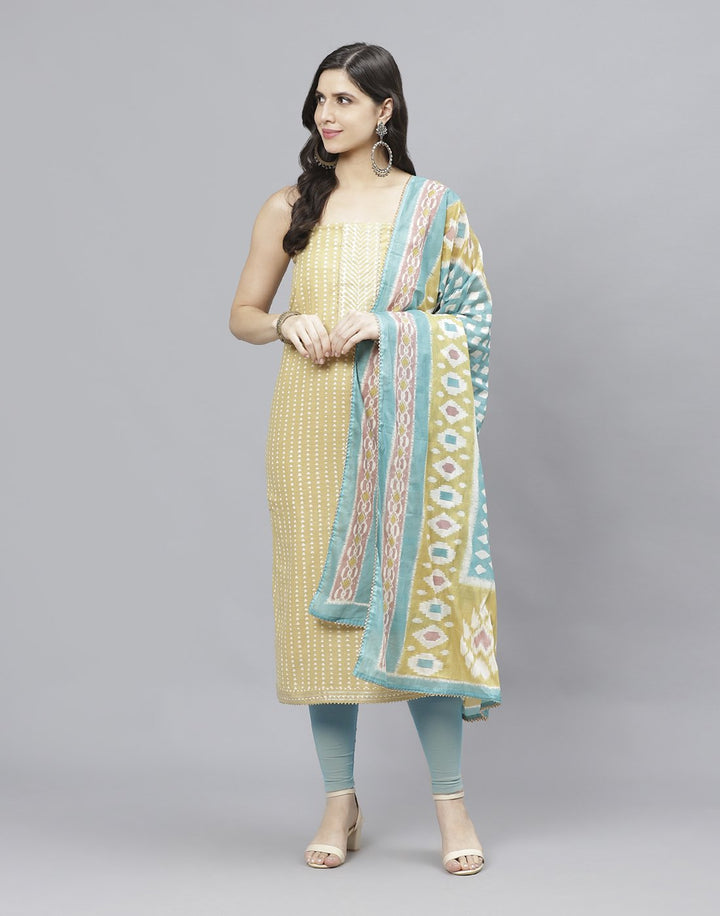 Printed Cotton Suit Piece With Dupatta