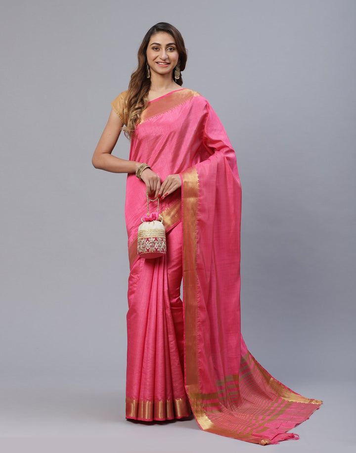 Art Handloom Saree With Zari Border