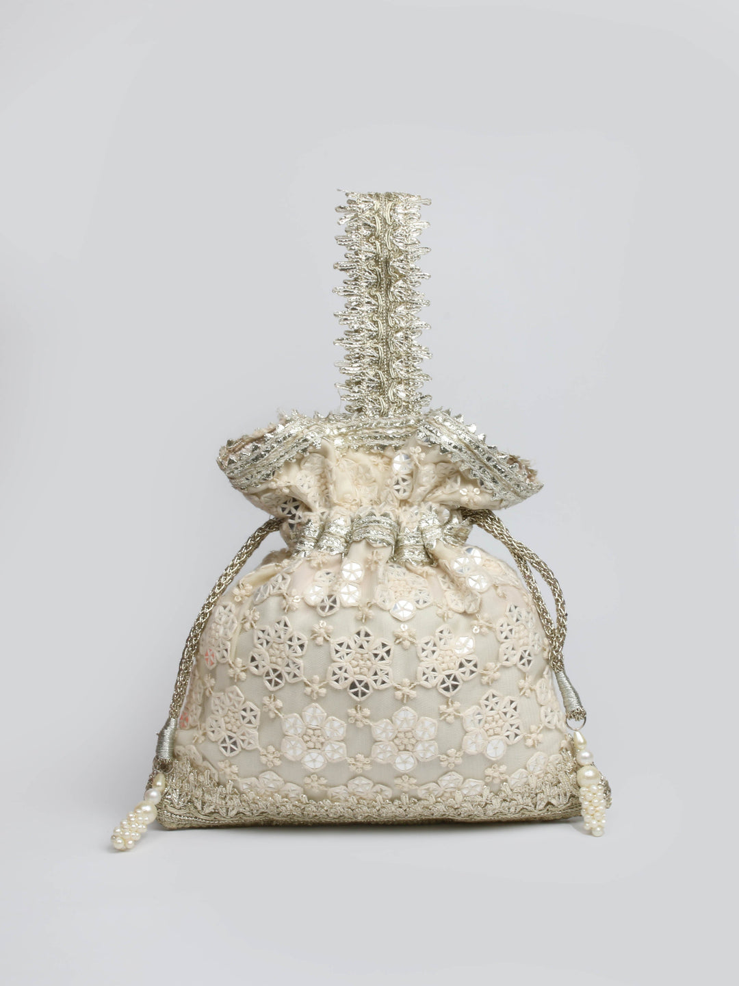 Golden Beige Sequin Potli Bag