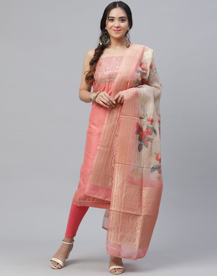 Chanderi Embroidered Suit Piece