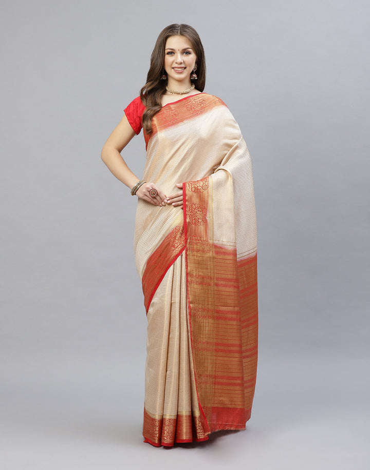 Jacquard Zari Border Art Handloom Woven Saree