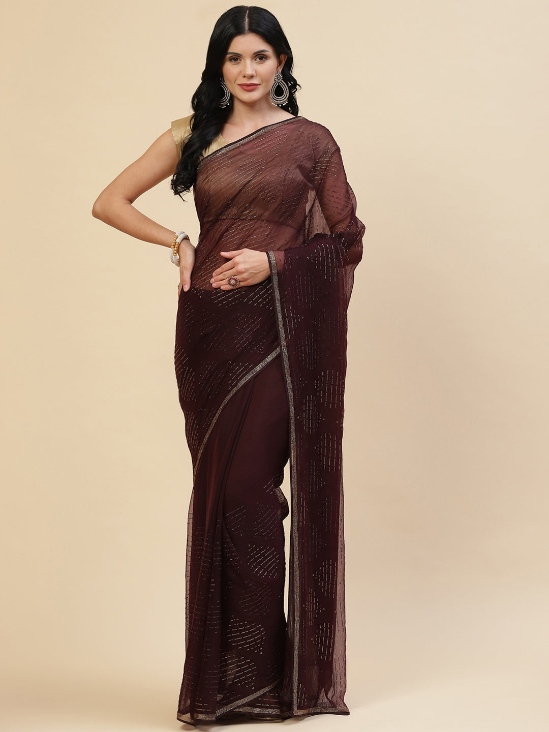 Swarovski Embroidered Chiffon Saree