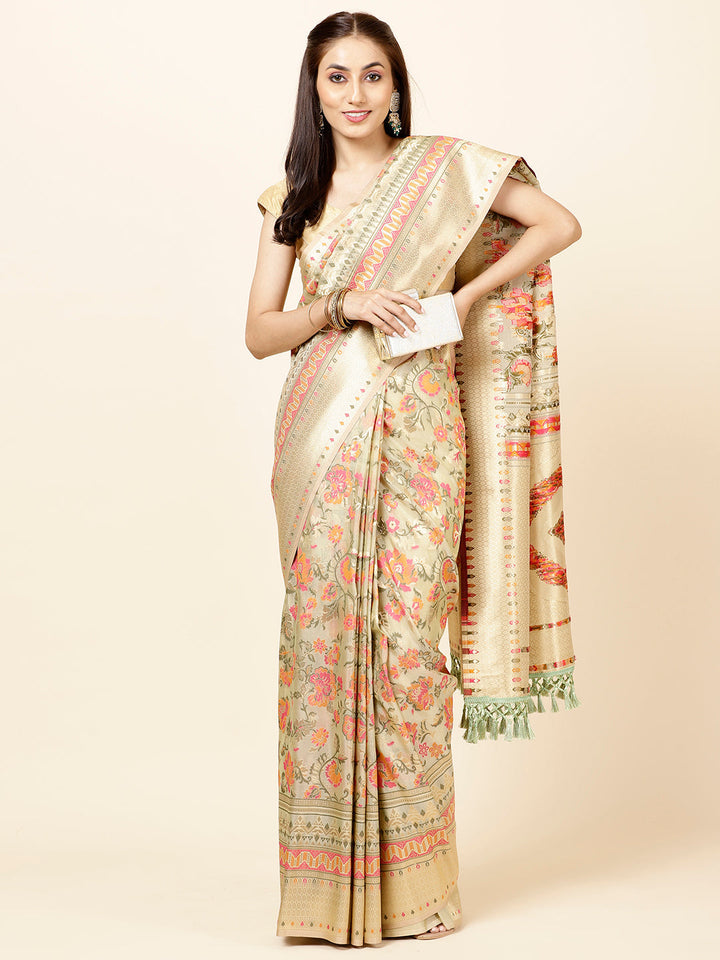 Resh Zari Border Woven Organza Saree