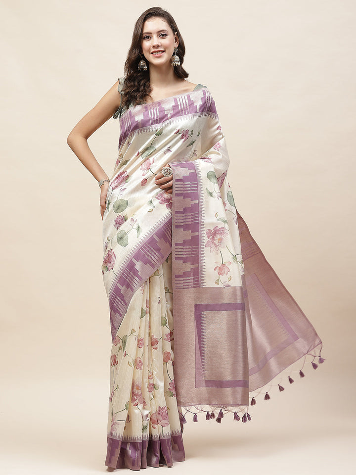 Digital Floral Printed Cotton Saree