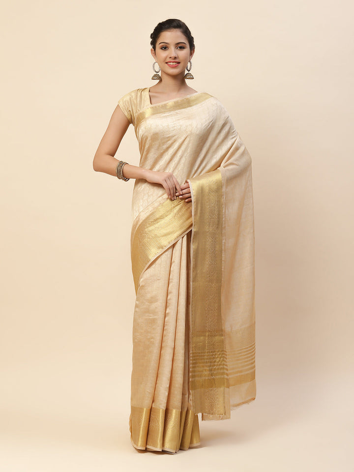 Plain Zari Border Art Handloom Woven Saree