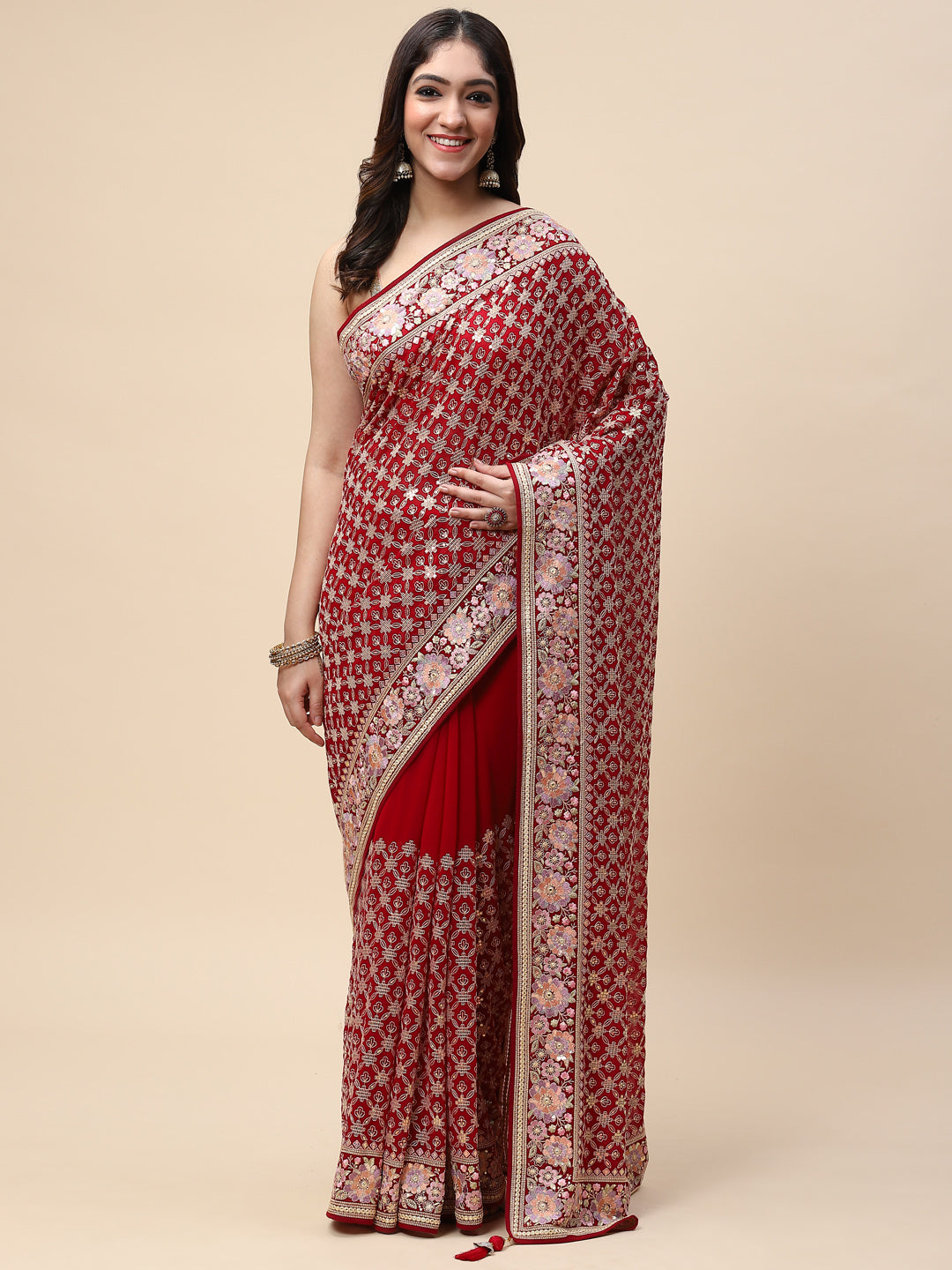 Sequin Embroidered Georgette Saree