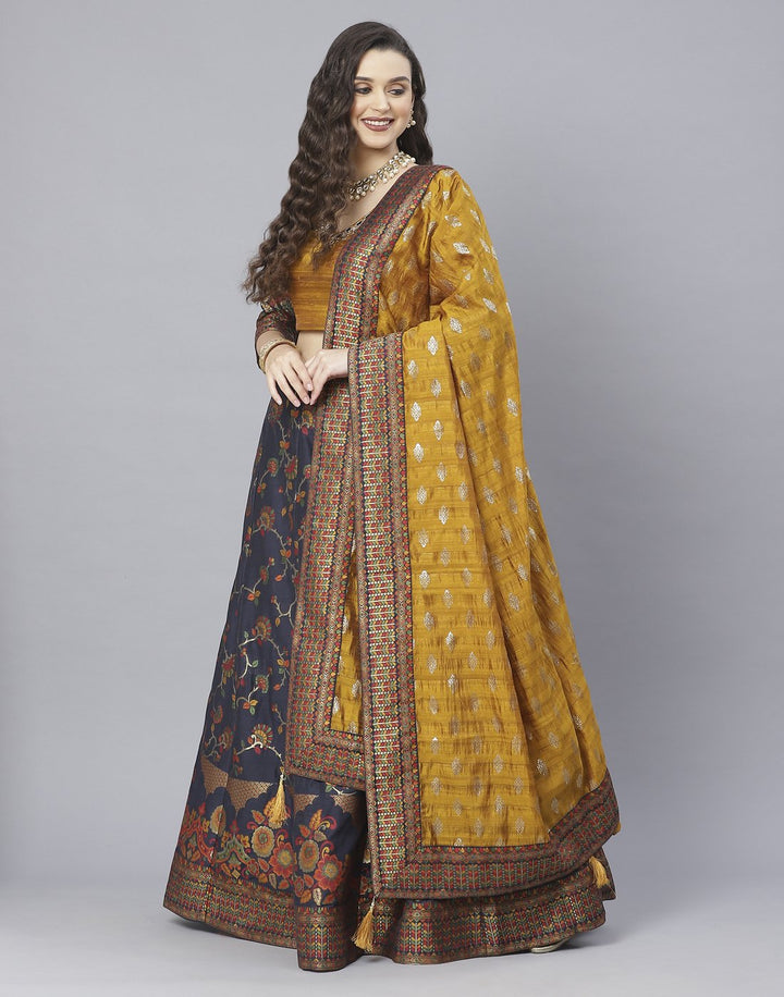 Banarasi Handloom Dupion silk Lehenga with contrast dupatta