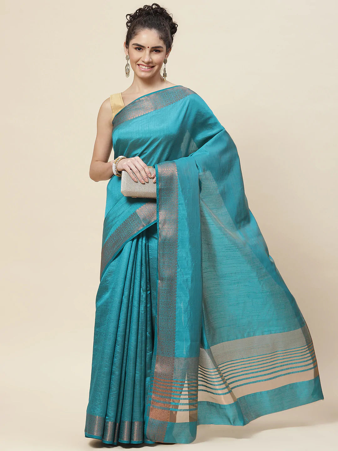Zari Border Booti Handloom Woven Saree