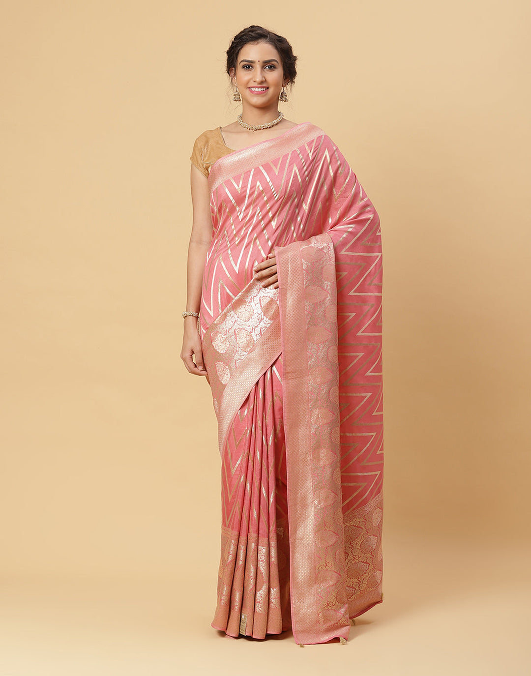 Zari Jaal Banarsi Plain Saree