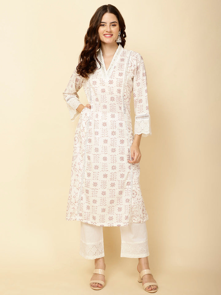 Printed Cotton Kurta With Pants