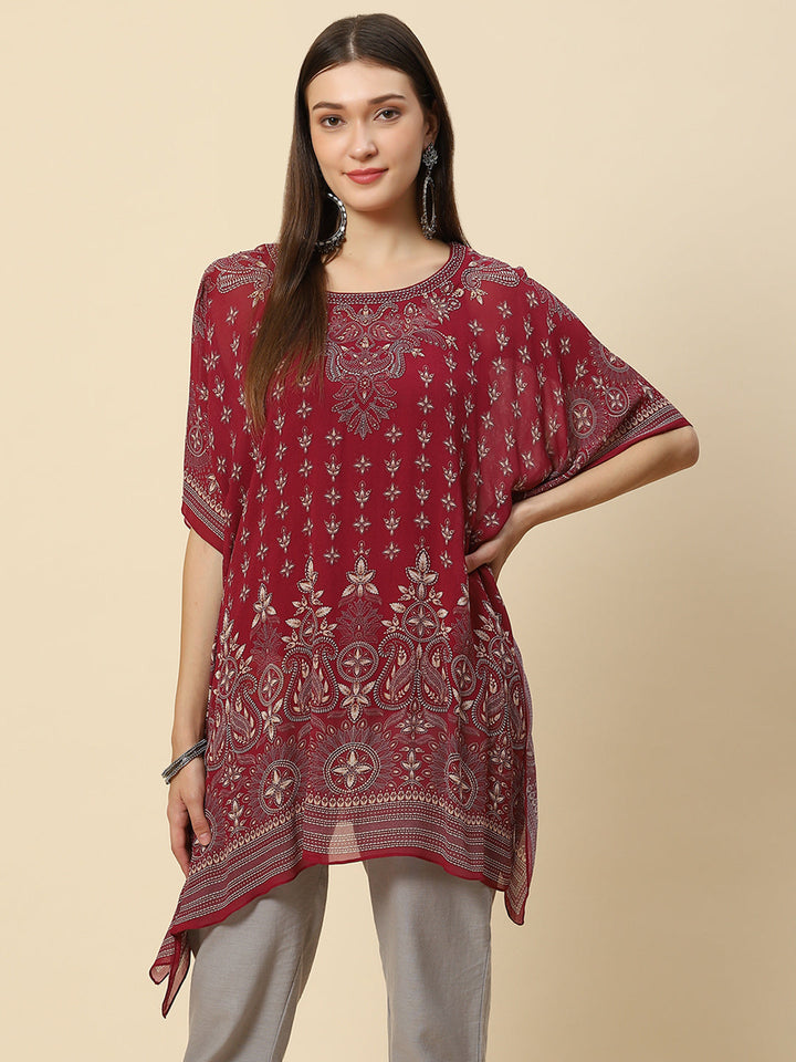 Digital Printed Georgette Kaftan Kurta
