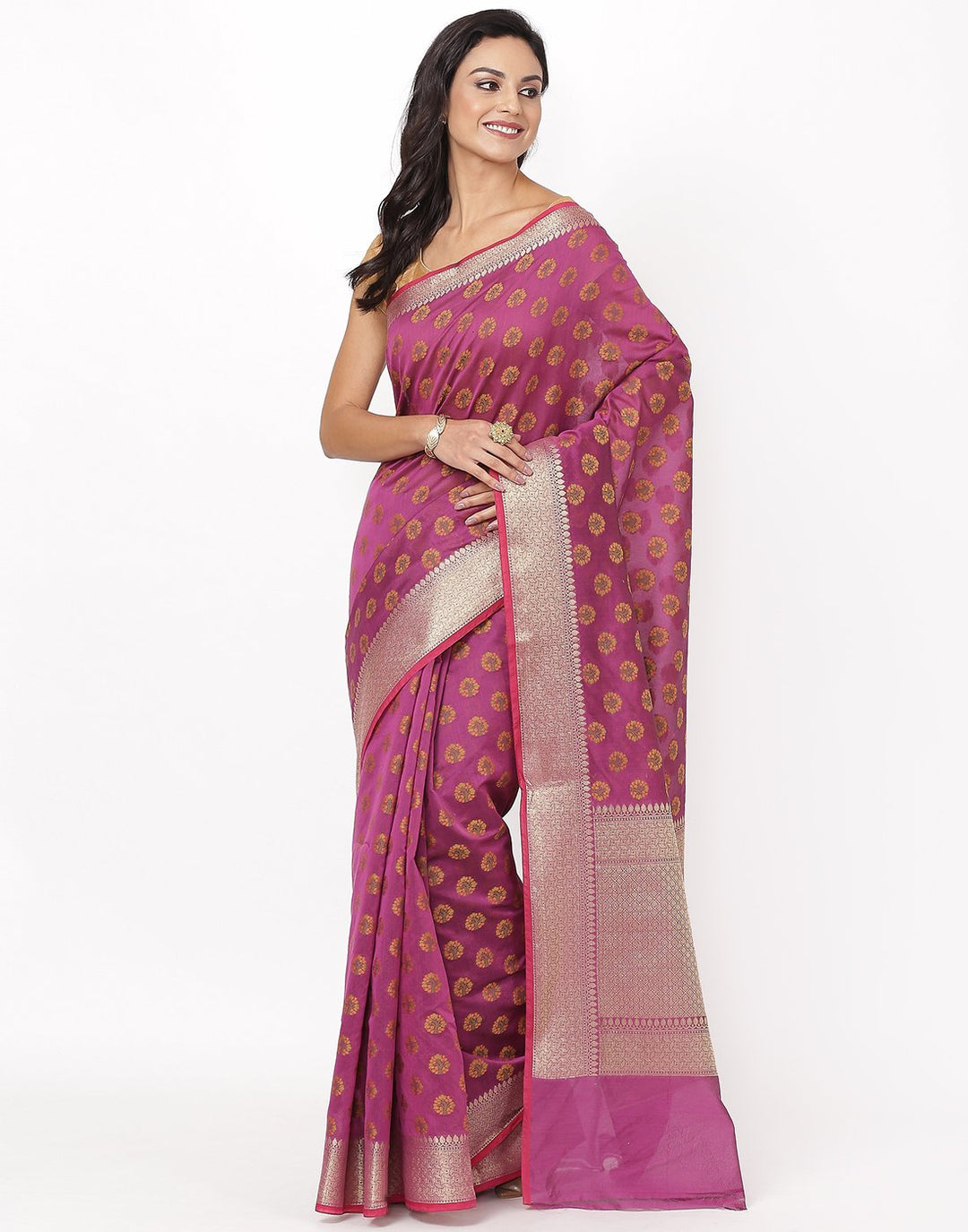 Purple Cotton Woven Saree