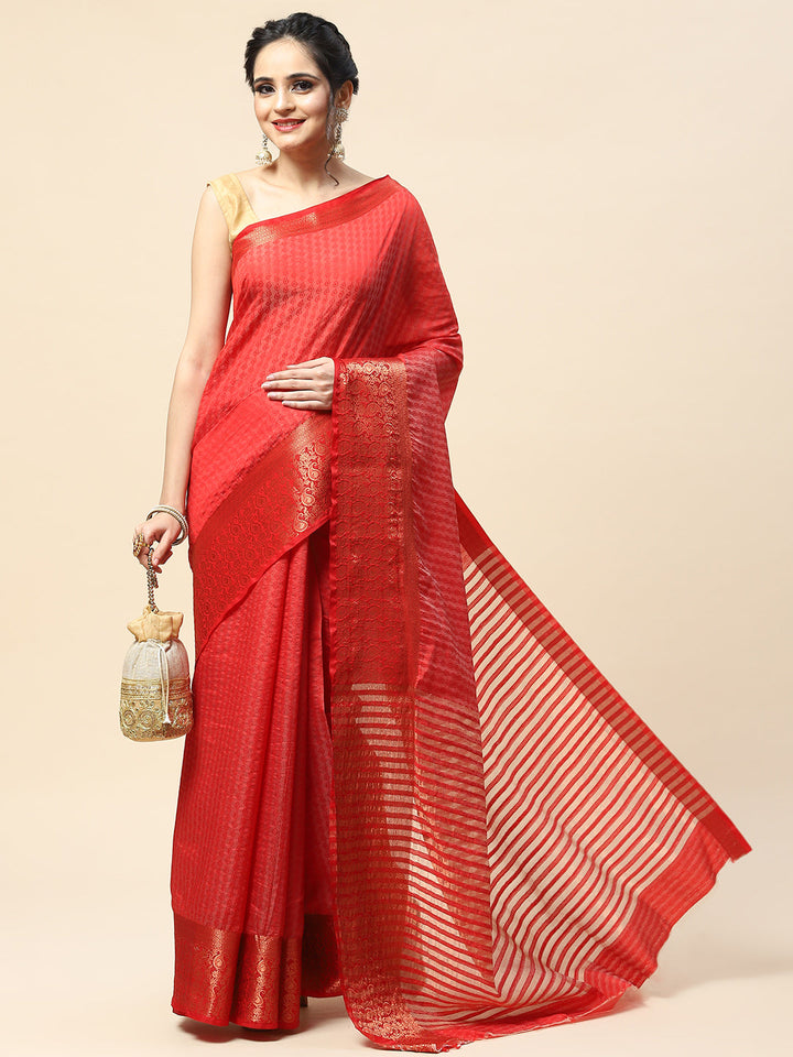 Plain Zari Border Handloom Woven Saree