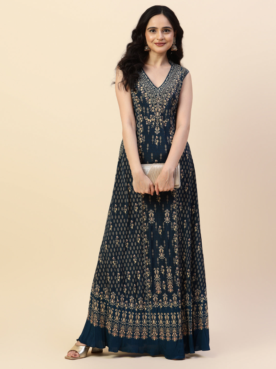 Digital Printed Crepe Gown