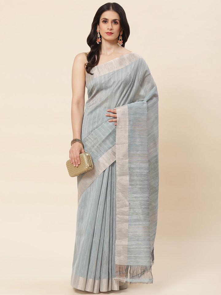 Plain Zari Border Woven Cotton Saree