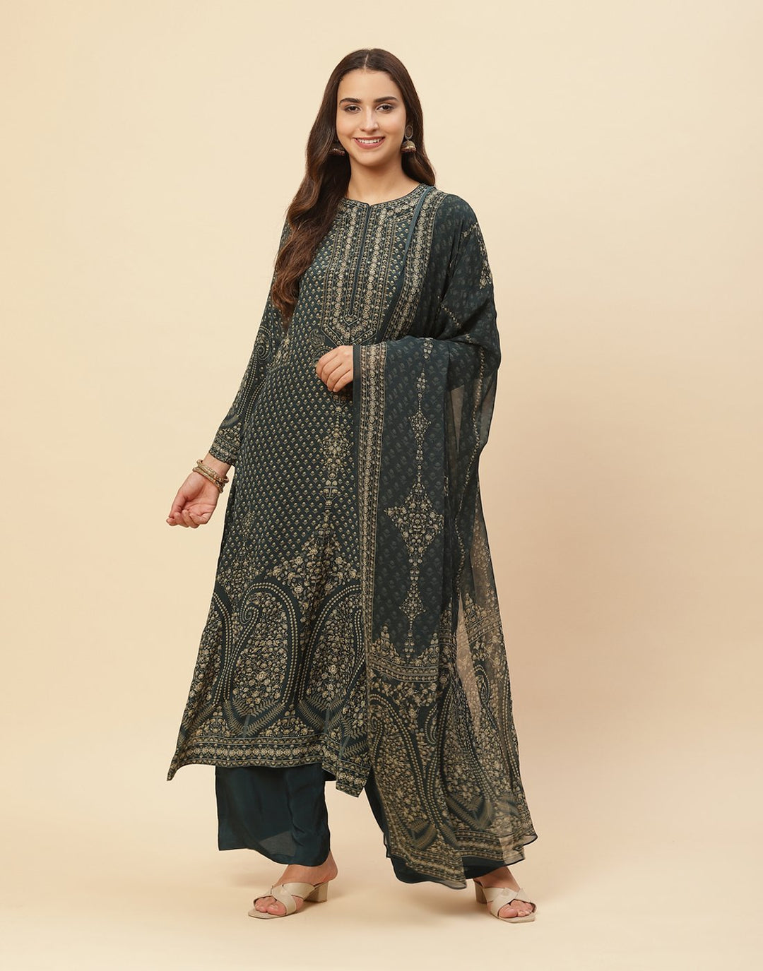 Digital Printed Crepe Salwar Kameez Stitched Suit With Georgette Dupatta