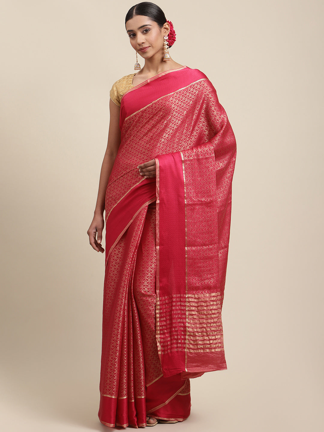 Brocade Zari Jaal Georgette Woven Saree