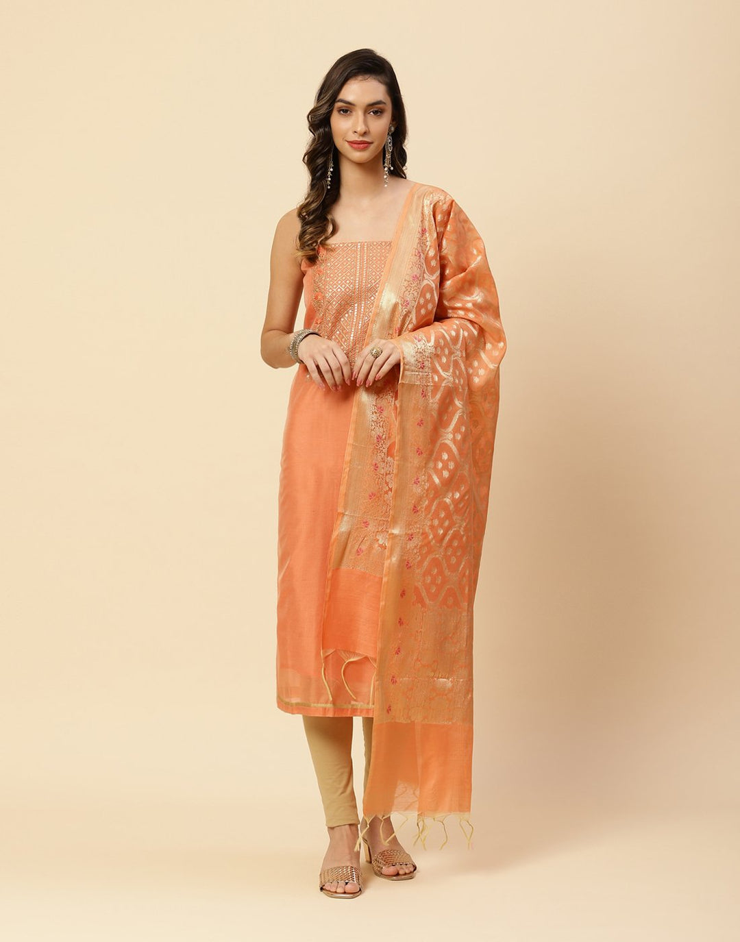 Embroidered Art Georgette Suit Piece With Chiffon Dupatta