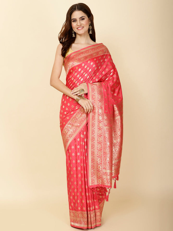 Zari Border Booti Woven Handloom Saree