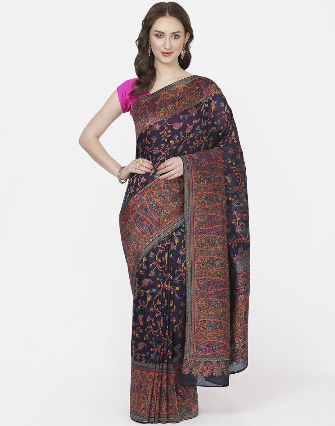 MBZ Meena Bazaar-Woven Tussar Pashmina Saree
