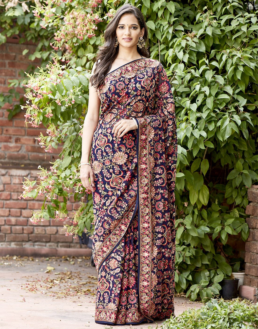 MBZ Meena Bazaar-Pure Embroidery Saree