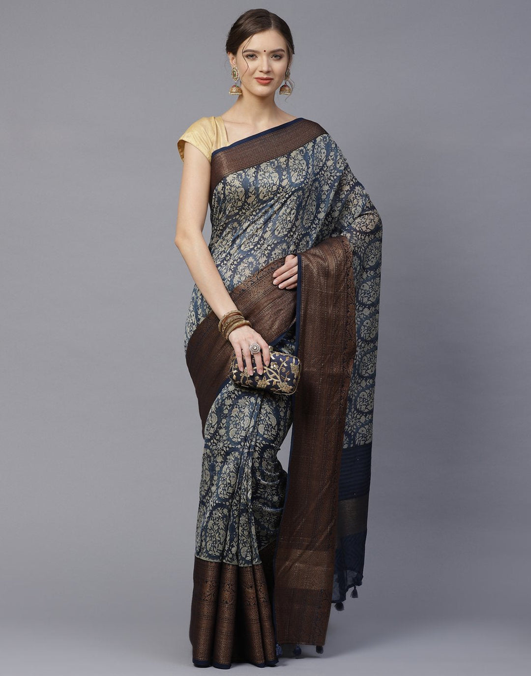 Cotton Printed Saree with Zari Border