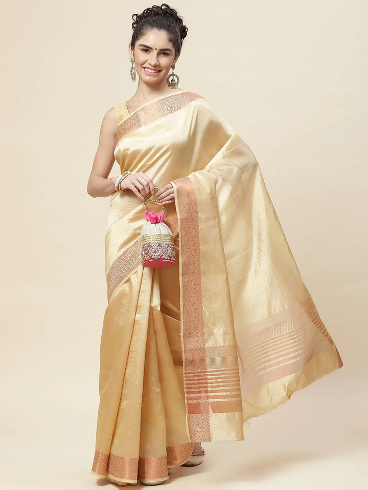 Zari Border Booti Handloom Woven Saree