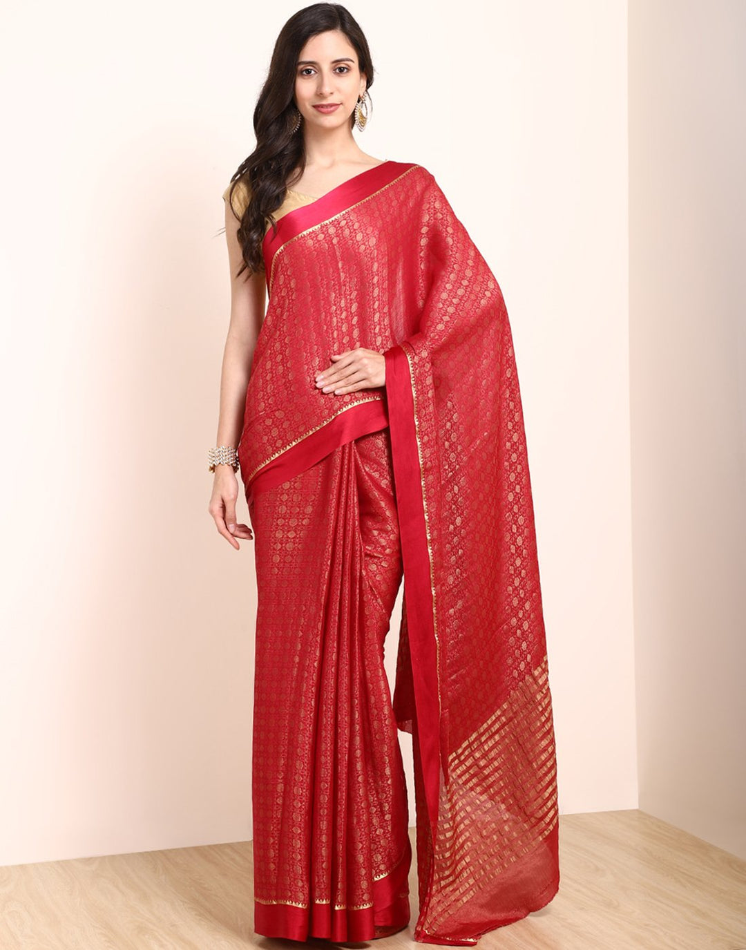 MBZ Meena Bazaar-Hot Pink Georgette Saree