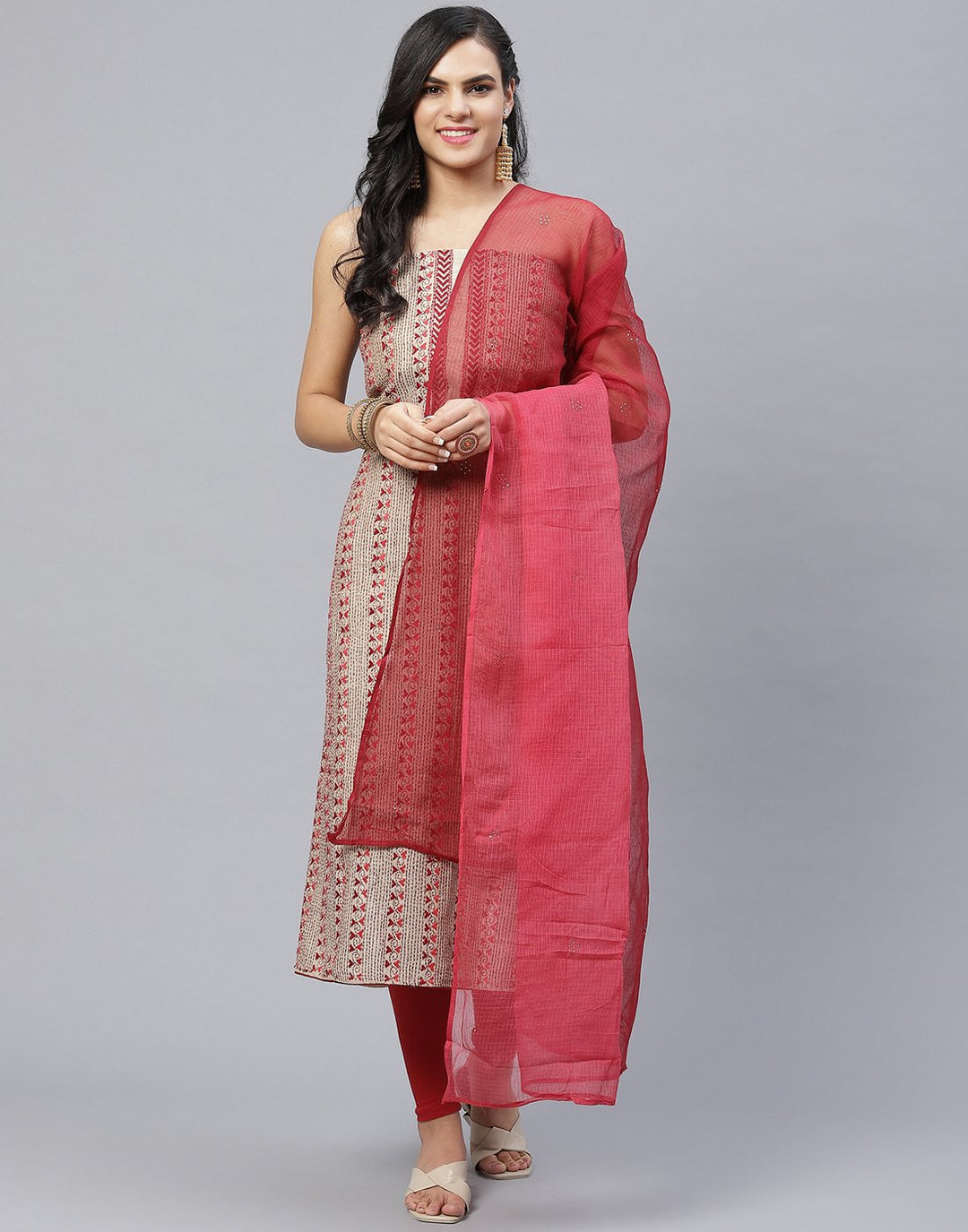 Chanderi Embroidered Suit Piece