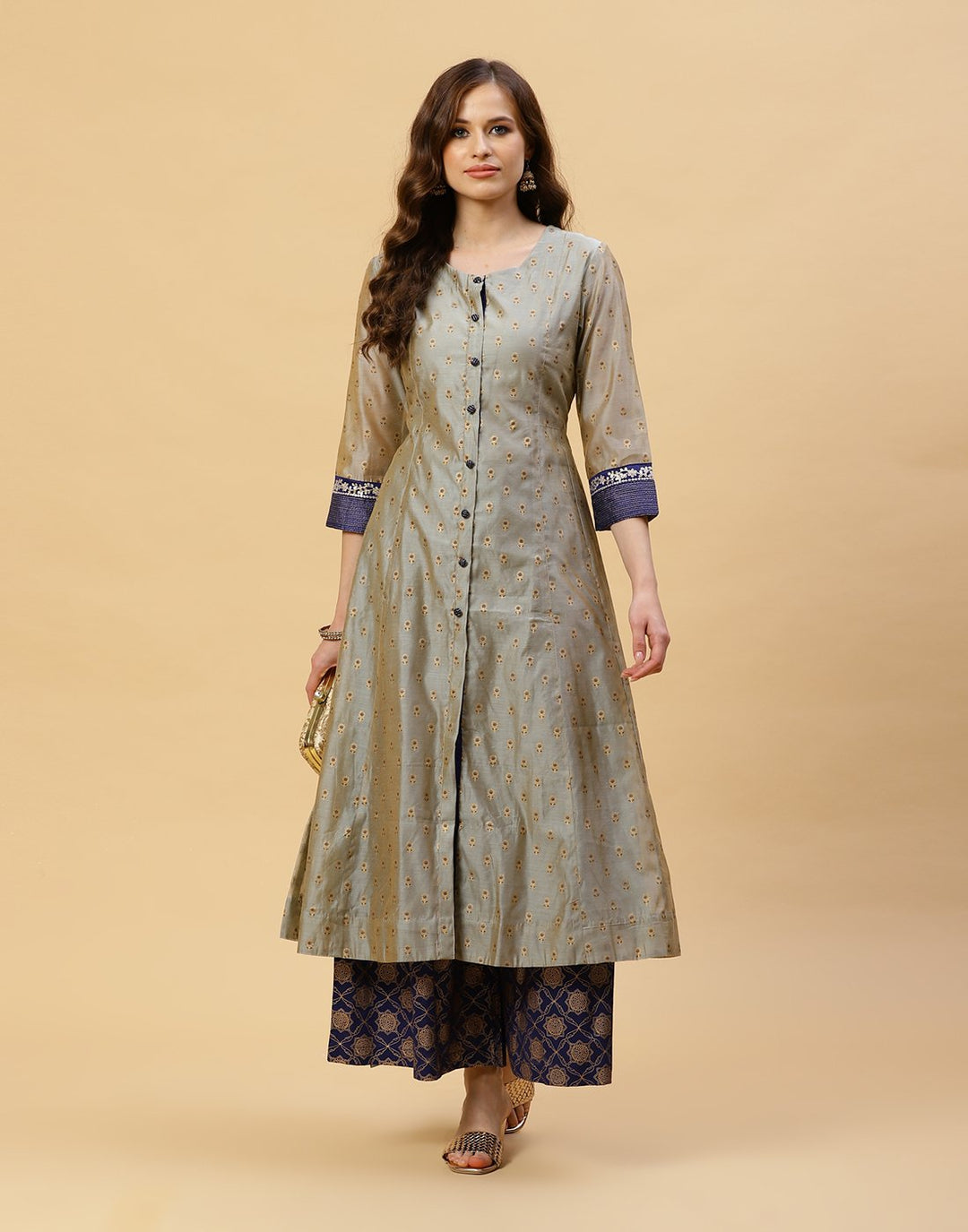 Printed Chanderi Kurti With Printed Palazzo