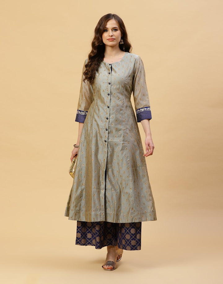 Printed Chanderi Kurti With Printed Palazzo